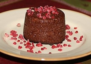 Polenta chocolat framboises sans oeufs, sans gluten