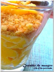 Verrines de mangues façon crumble sans œufs