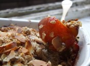 Crumble aux prunes sirupeuses sans oeufs