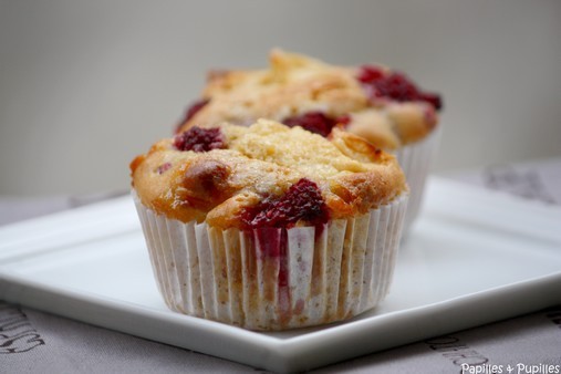 Muffins framboises nectarine chocolat blanc