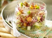 Salade sucrée salée croustifondante aux pommes et graines germées
