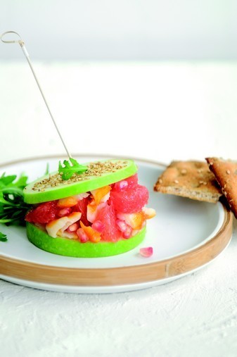 Burger de pomme verte, pamplemousse de Floride, haddock et grenade