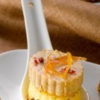 Bouchées de foie gras sur polenta crémeuse