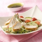 Salade de suprêmes de pintade, courgette et tomates cerise au Parmesan