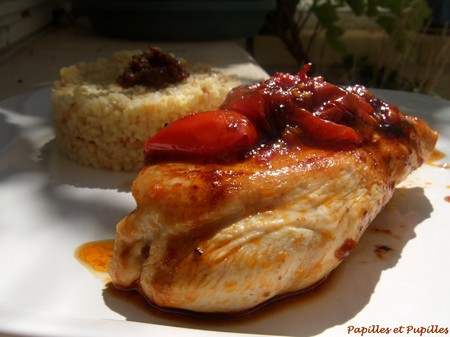 Escalopes de poulet aux deux tomates