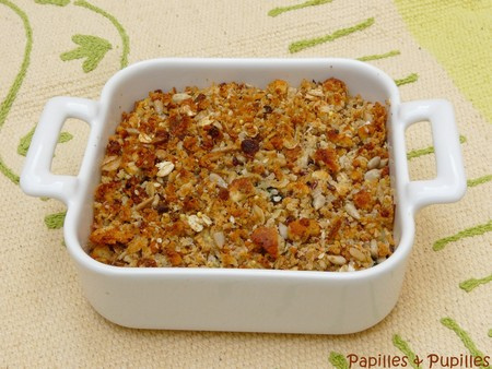 Crumble de courgettes aux céréales et à la Féta