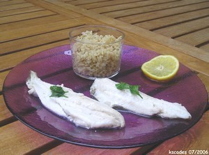 Filets de limande sole à la vapeur et riz à la cardamome
