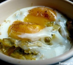 Oeufs cocotte à la fondue de poireaux