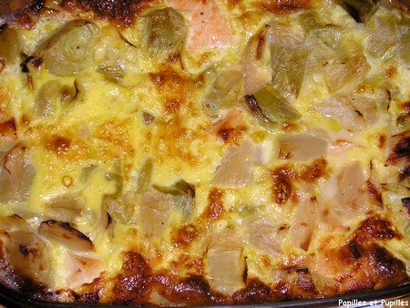 Gratin de saumon et poireaux Image Papilles et Pupilles - Gratin de saumon et poireaux