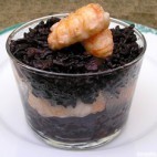Risotto noir aux queues de langoustines et au fenouil