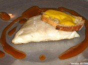 Cabillaud rôti, sauce américaine et tartine de rouille