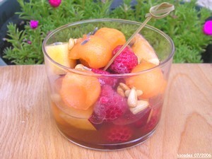 Meli Melo framboises nectarines melon