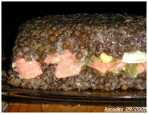Terrine de lentilles au tartare de saumon