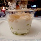 Tartare de Saint Jacques, avocats et concombre en verrines