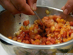 Verrine de tartare de tomates, bulle de mozzarella Tartare de tomates