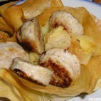 Boudin blanc aux pommes en corolles de bricks