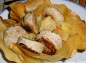 Boudin blanc aux pommes en corolles de bricks