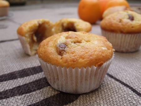 Muffins aux zestes dorange coeur crème de marrons Muffins aux zestes d