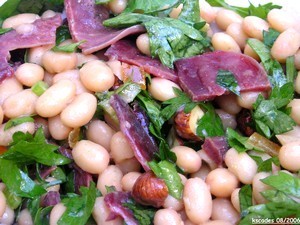 Salade de haricots blancs au magret séché