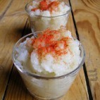 Purée d'héliantis au sablon de tomates