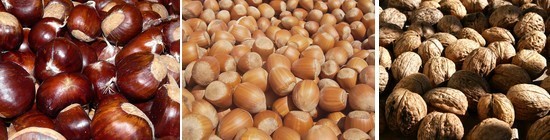 Châtaignes, noix, noisettes