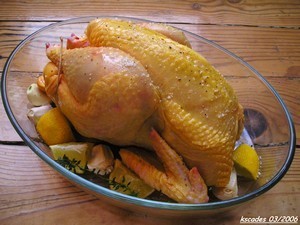 Poulet rôti à lail, au citron et au vin blanc Poulet rôti à l