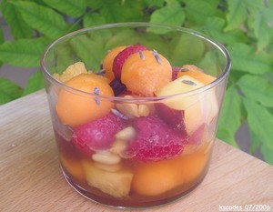 Meli Melo framboises nectarines melon