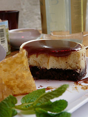 Cheesecake au caramel et Saint Moret