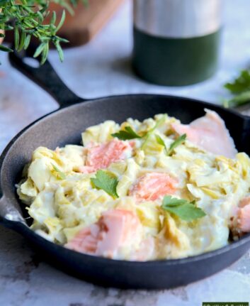 Gratin de saumon et poireaux