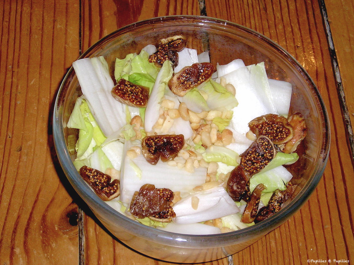 Salade d'endives, figues et noix de Macadamia