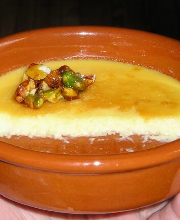 Crème brûlée au miel et croustillant au caramel