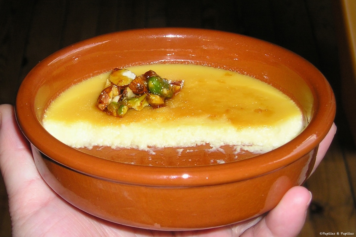 Crème brûlée au miel et croustillant au caramel