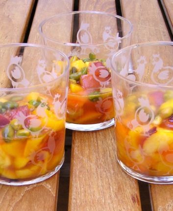 Fruits caramélisés au miel et pistache