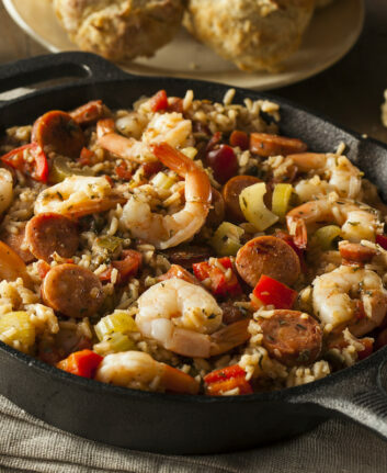 Spicy Homemade Cajun Jambalaya with Sausage and Shrimp