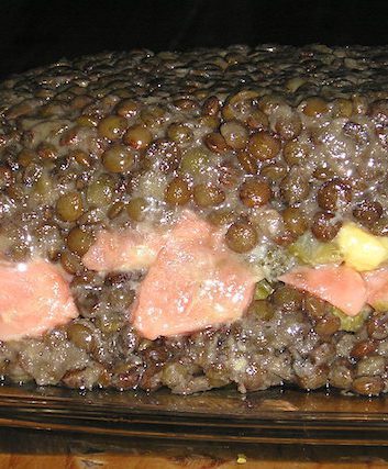 Terrine de lentilles au tartare de saumon