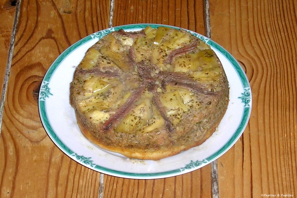 Tarte Tatin aux artichauts et aux anchois