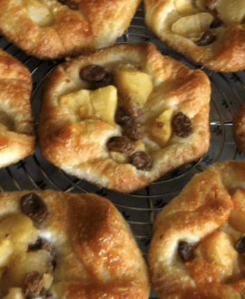 Feuilletés aux pommes et aux raisins, sans oeufs
