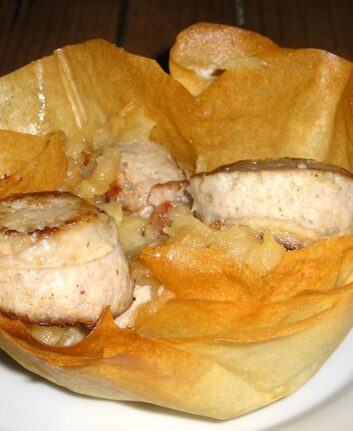 Boudin blanc en corolle de brick