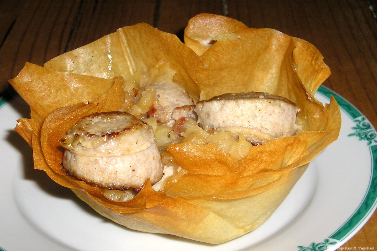 Boudin blanc en corolle de brick