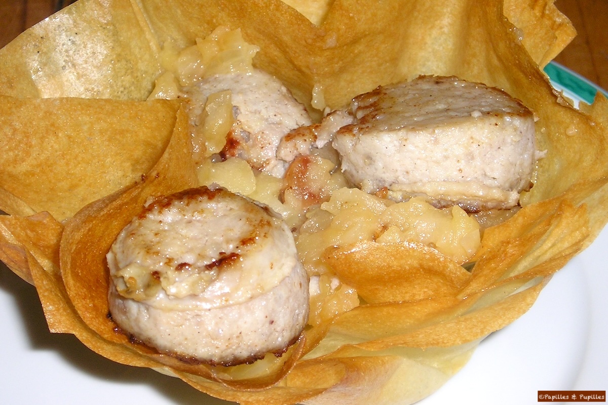 Boudin blanc en corolle de brick