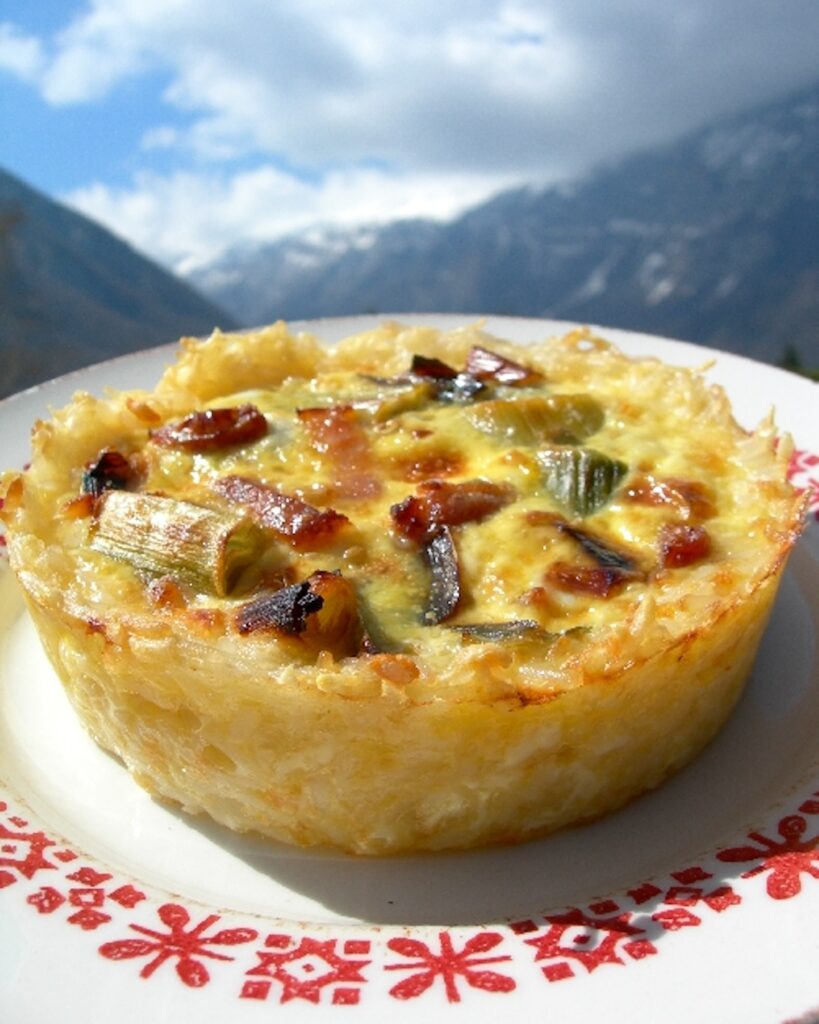 Tarte aux poireaux en croûte de riz