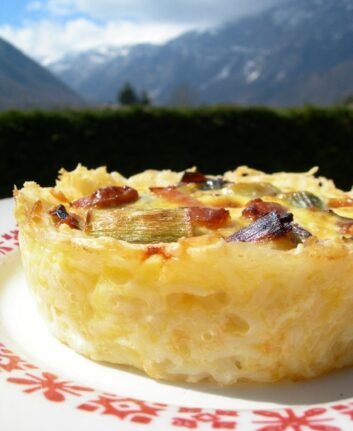 Tartelettes aux poireaux en croûte de riz