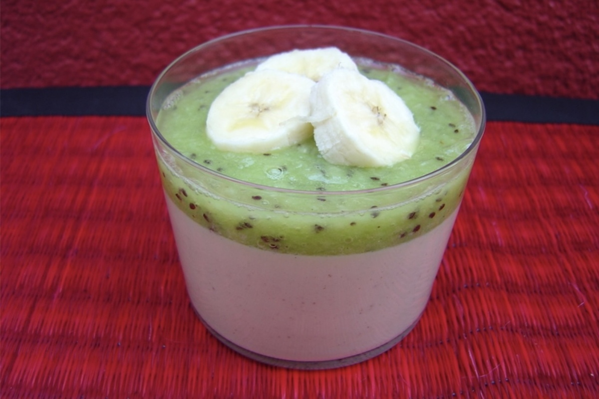 Crème lait de coco kiwis banane