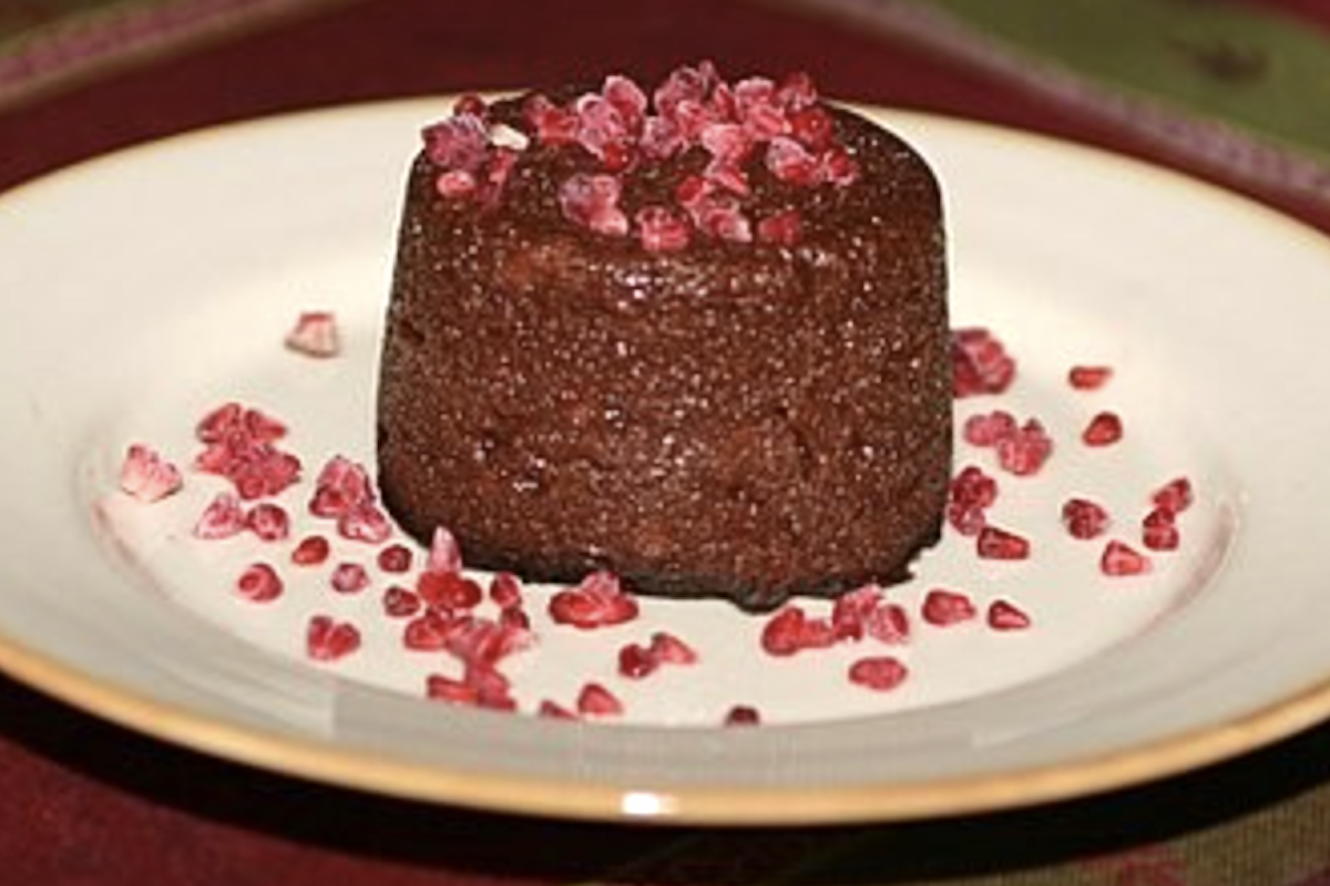 Polenta chocolat framboises sans oeufs, sans gluten