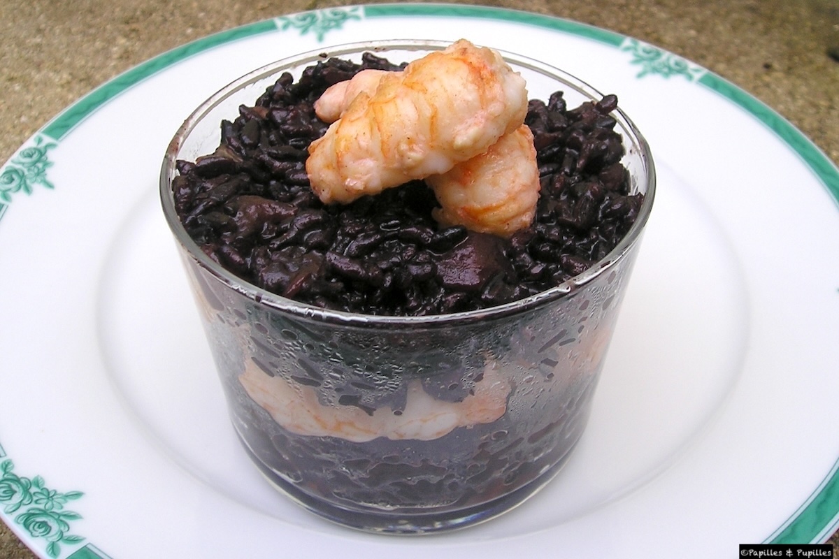Risotto noir aux queues de langoustines