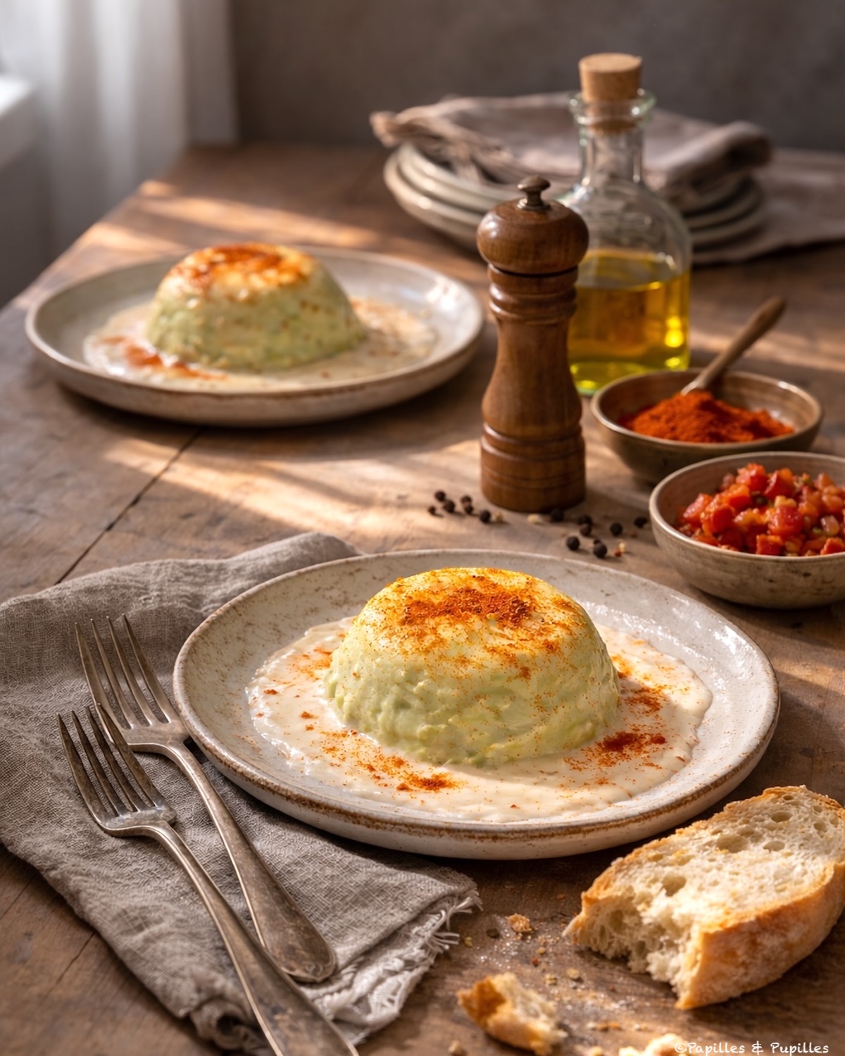 Flan poireaux sablon de tomates