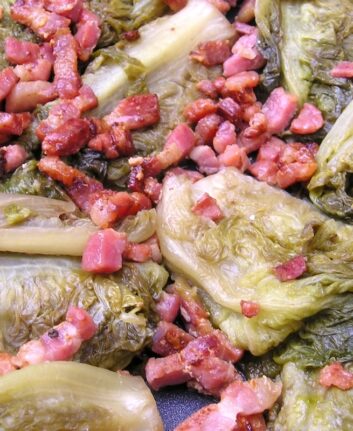 Poêlée de sucrines aux petits lardons