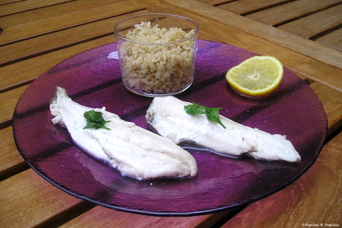 Filets de limande sole à la vapeur et riz à la cardamome