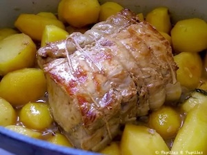 Rôti de porc à l'estragon et pommes de terre