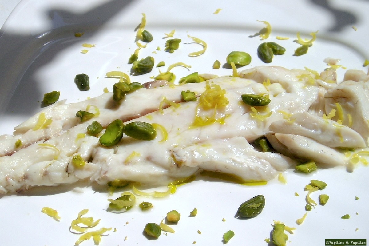 Filets de maigre (poisson) à la pistache